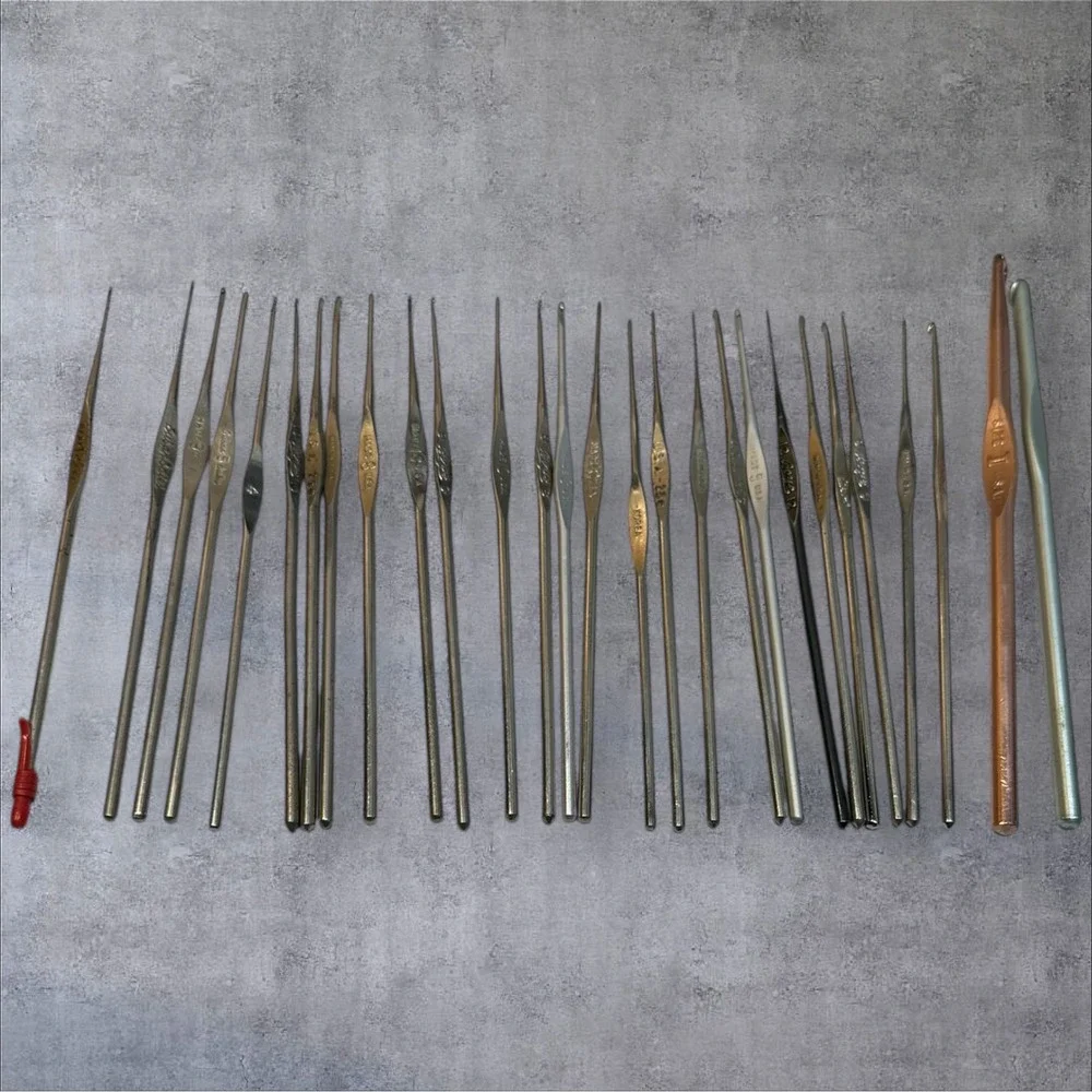 Vtg L'Oreal & Boye & Susan Bates Mixed Steel Metal Lace‎ Crochet Lace Hooks Lot